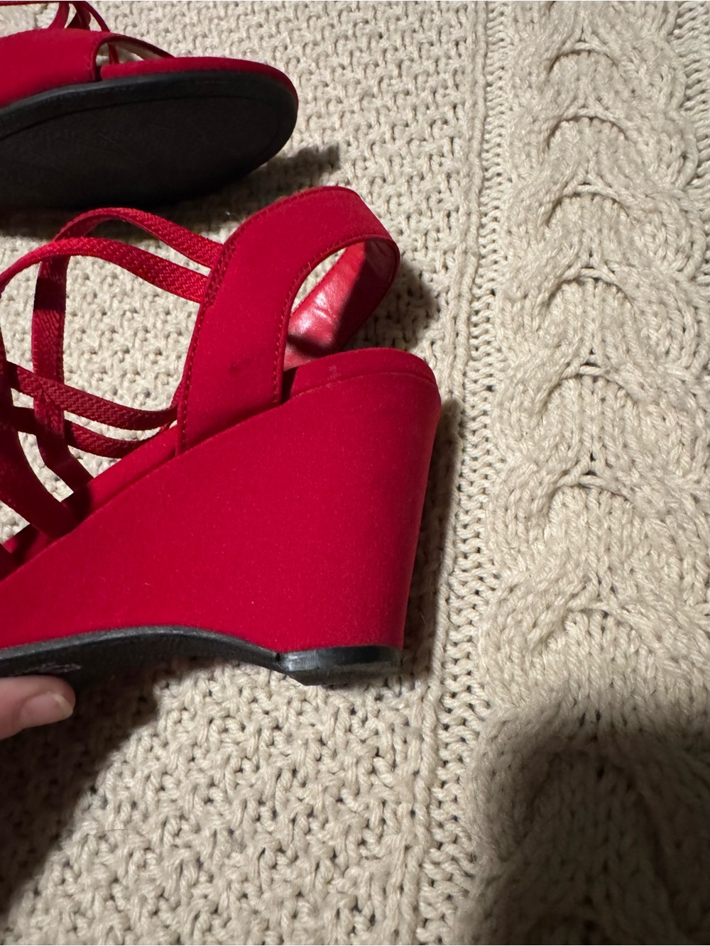 Impo Crimson Strappy Slingback Wedge Heels - Picture 5 of 9
